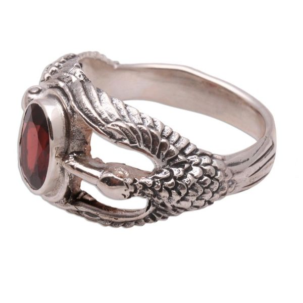 Alternate image for Mens Indonesian Sterling Silver and Garnet Ring Gift of Peace