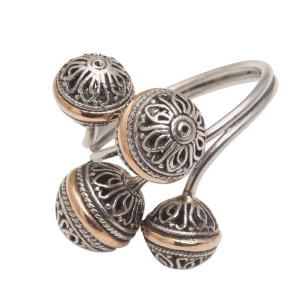Alternate image for Sterling Silver Scrollwork with Gold Accent Wrap Ring Ornate Ornaments