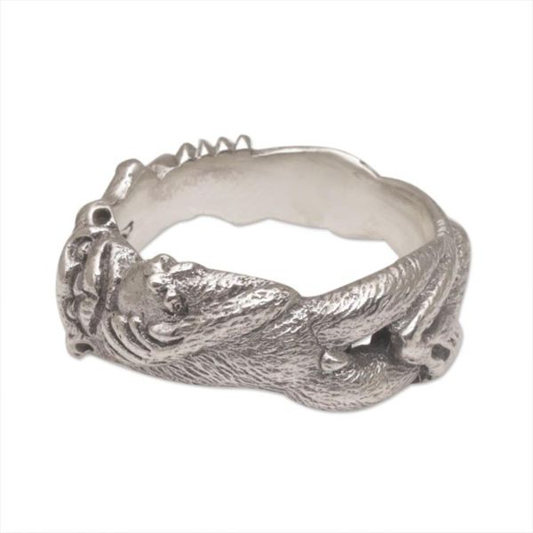 Alternate image for Sterling Silver Monkey Band Ring from Indonesia Ape Pose