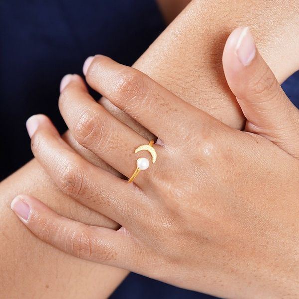 Alternate image for Gold-Plated Mabe Pearl Cocktail Ring By the Moon in Gold