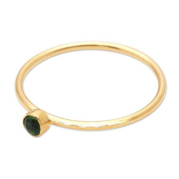 Alternate image for Green Quartz Gold Plated Solitaire Ring Subtly Sweet
