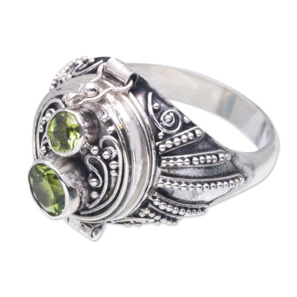 Alternate image for Sterling Silver Peridot Locket Ring from Bali Peace Box