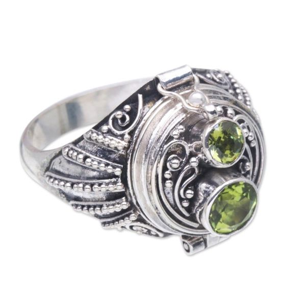 Alternate image for Sterling Silver Peridot Locket Ring from Bali Peace Box