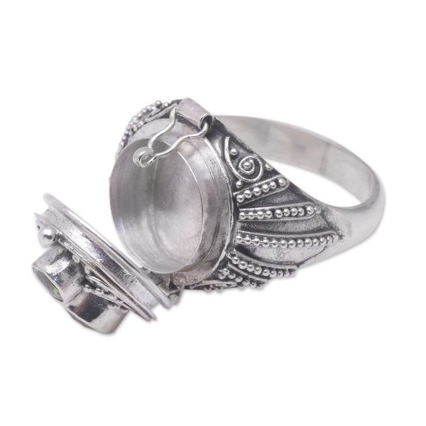 Alternate image for Sterling Silver Peridot Locket Ring from Bali Peace Box