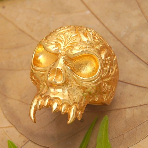 Alternate image for Skull-Shaped 22k Gold-Plated Cocktail Ring from Bali Trunyan Emissary