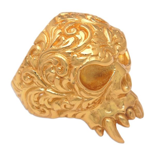 Alternate image for Skull-Shaped 22k Gold-Plated Cocktail Ring from Bali Trunyan Emissary