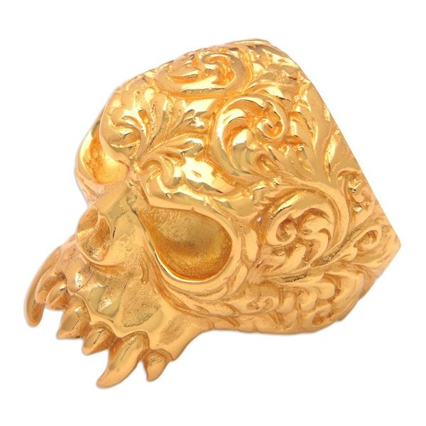 Alternate image for Skull-Shaped 22k Gold-Plated Cocktail Ring from Bali Trunyan Emissary