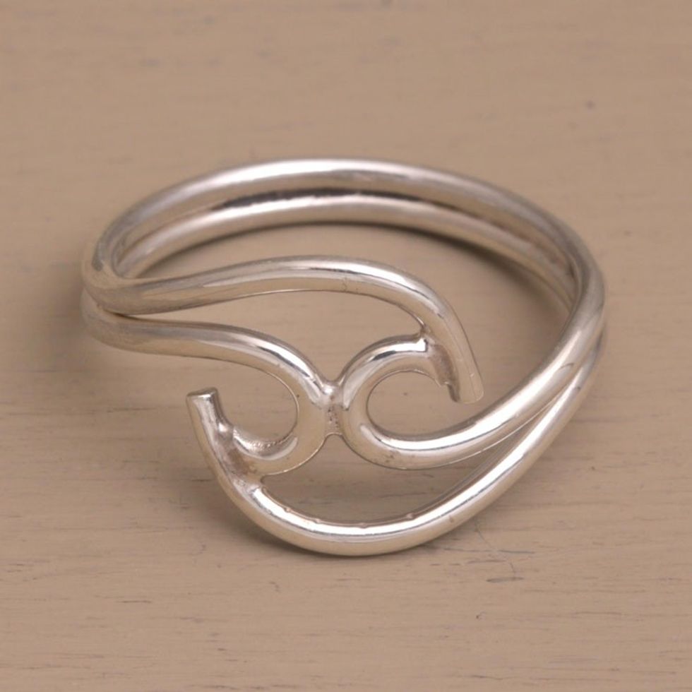 Contemporary Sterling Silver Cocktail Ring from Bali 'Shockwave'