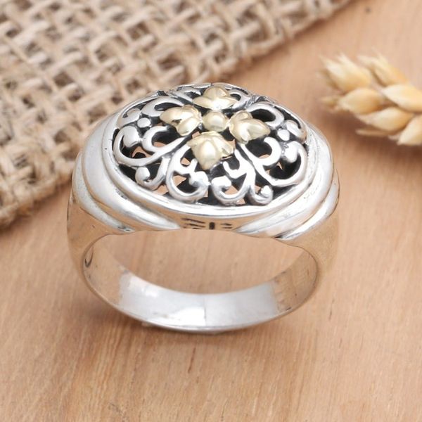 Alternate image for Gold-Accented Unisex Cocktail Ring from Bali Morning Sun