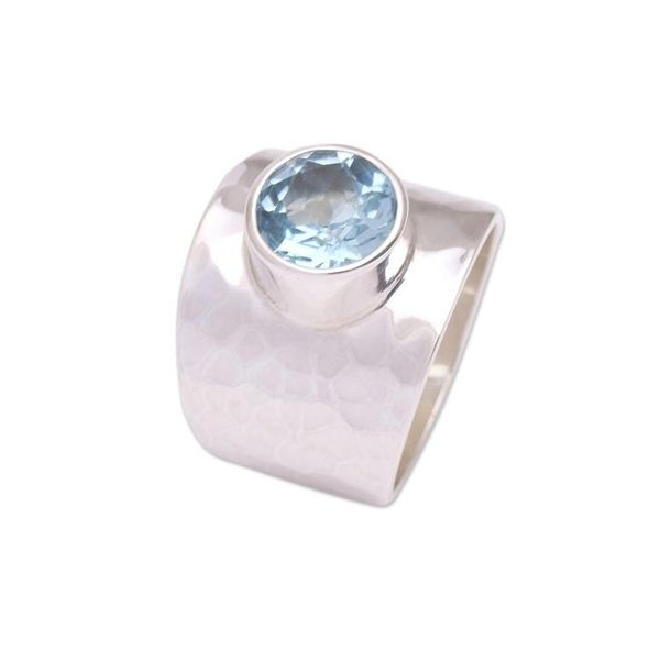 Alternate image for Blue Topaz Cocktail Ring Crafted in Indonesia Gleaming Fate