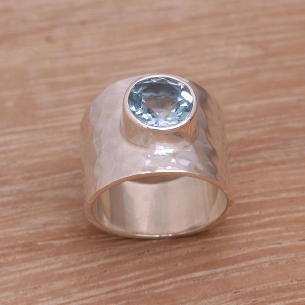 Alternate image for Blue Topaz Cocktail Ring Crafted in Indonesia Gleaming Fate
