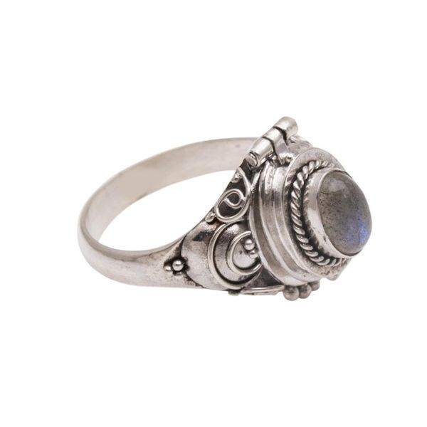Alternate image for Labradorite and Sterling Silver Locket Ring from Bali Shimmering Shrine