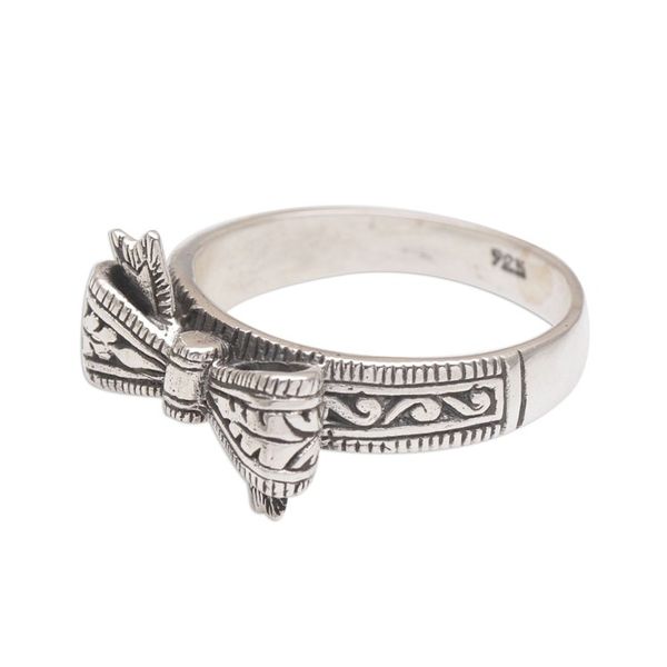 Alternate image for Balinese Handmade 925 Sterling Silver Bow Cocktail Ring Celuk Bow