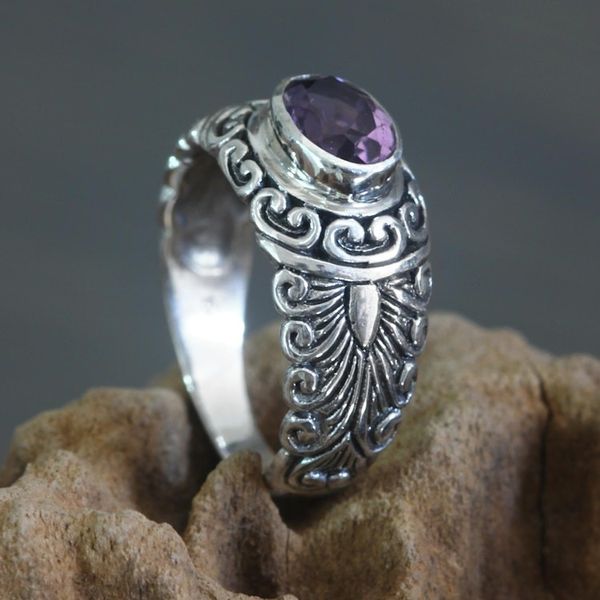 Alternate image for Amethyst solitaire ring Sumatra Splendor
