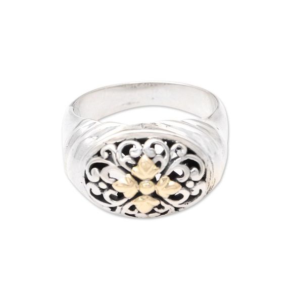 Alternate image for Gold-Accented Unisex Cocktail Ring from Bali Morning Sun
