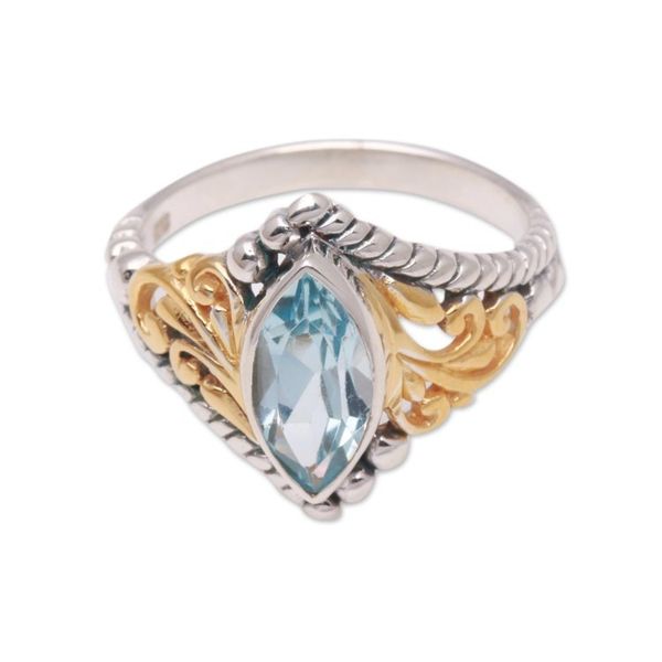 Alternate image for Gold Accented Marquise Blue Topaz Single-Stone Ring Marquise Order