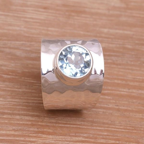 Alternate image for Blue Topaz Cocktail Ring Crafted in Indonesia Gleaming Fate