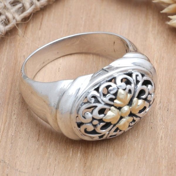 Alternate image for Gold-Accented Unisex Cocktail Ring from Bali Morning Sun