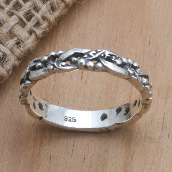 Alternate image for Hand Crafted Sterling Silver Band Ring Happy Chance