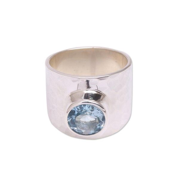 Alternate image for Blue Topaz Cocktail Ring Crafted in Indonesia Gleaming Fate