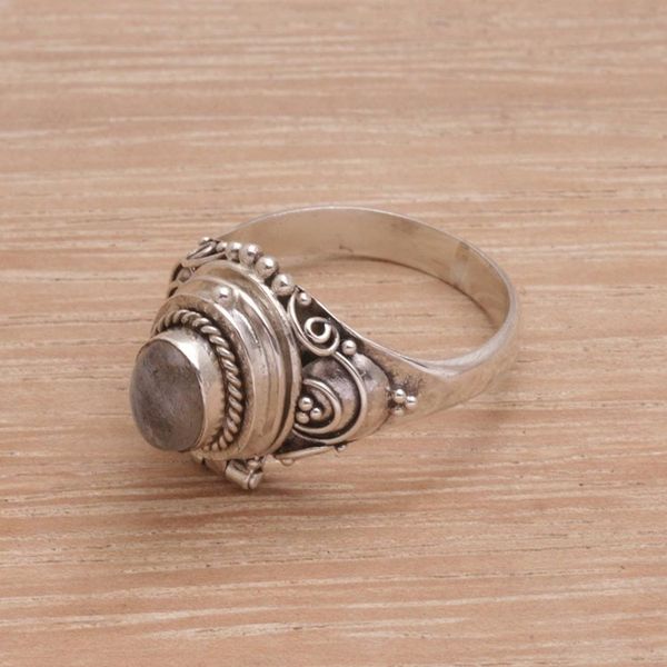 Alternate image for Labradorite and Sterling Silver Locket Ring from Bali Shimmering Shrine