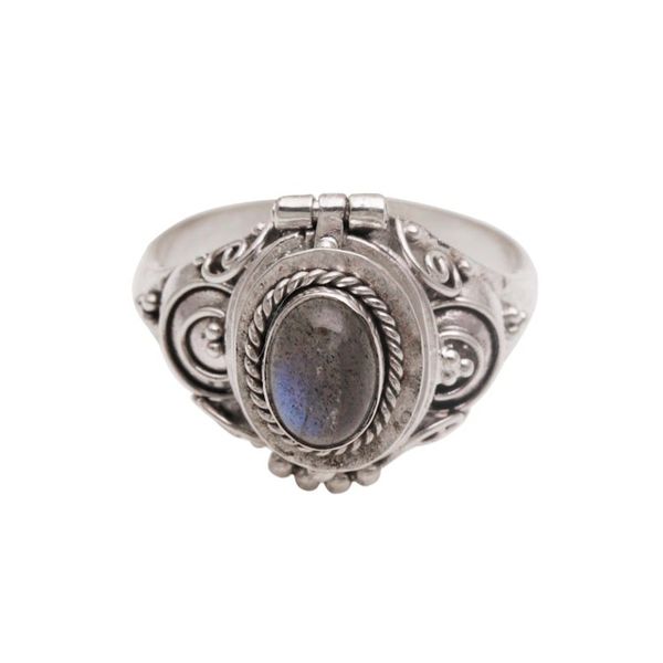 Alternate image for Labradorite and Sterling Silver Locket Ring from Bali Shimmering Shrine