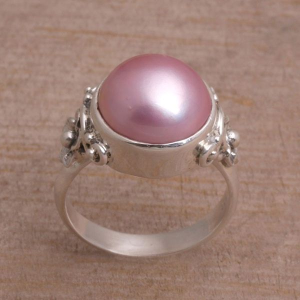 Alternate image for Floral Pink Cultured Pearl Cocktail Ring from Bali Jepun Joy