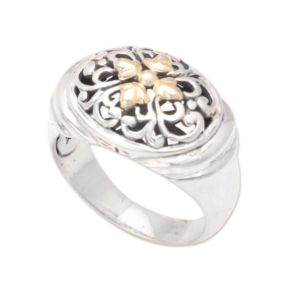 Alternate image for Gold-Accented Unisex Cocktail Ring from Bali Morning Sun