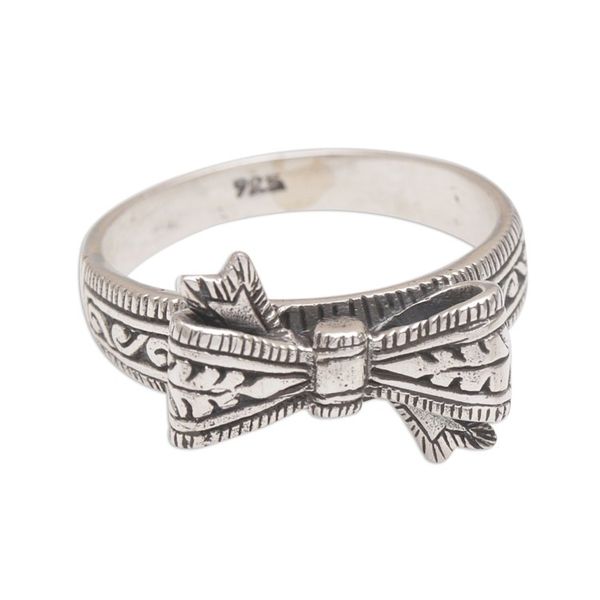 Alternate image for Balinese Handmade 925 Sterling Silver Bow Cocktail Ring Celuk Bow