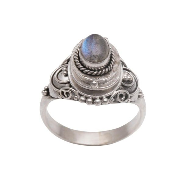 Alternate image for Labradorite and Sterling Silver Locket Ring from Bali Shimmering Shrine