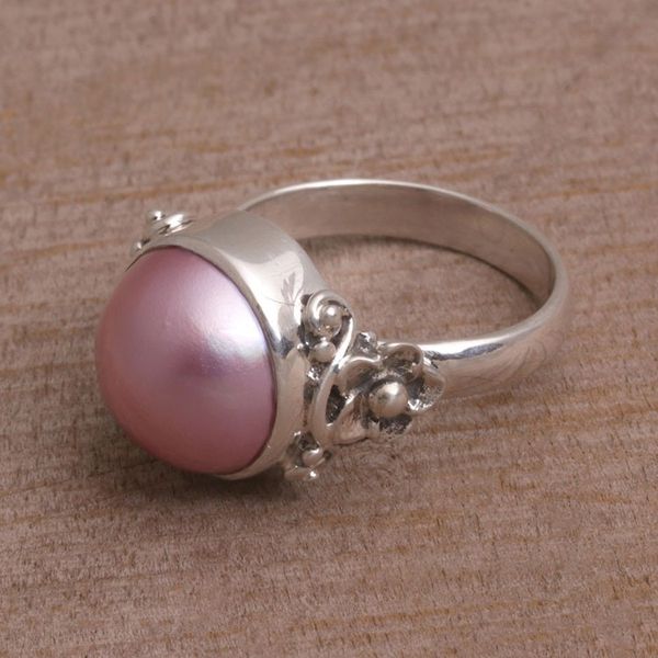 Alternate image for Floral Pink Cultured Pearl Cocktail Ring from Bali Jepun Joy