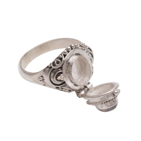 Alternate image for Labradorite and Sterling Silver Locket Ring from Bali Shimmering Shrine