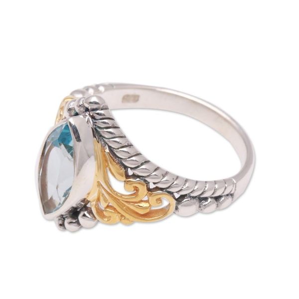 Alternate image for Gold Accented Marquise Blue Topaz Single-Stone Ring Marquise Order