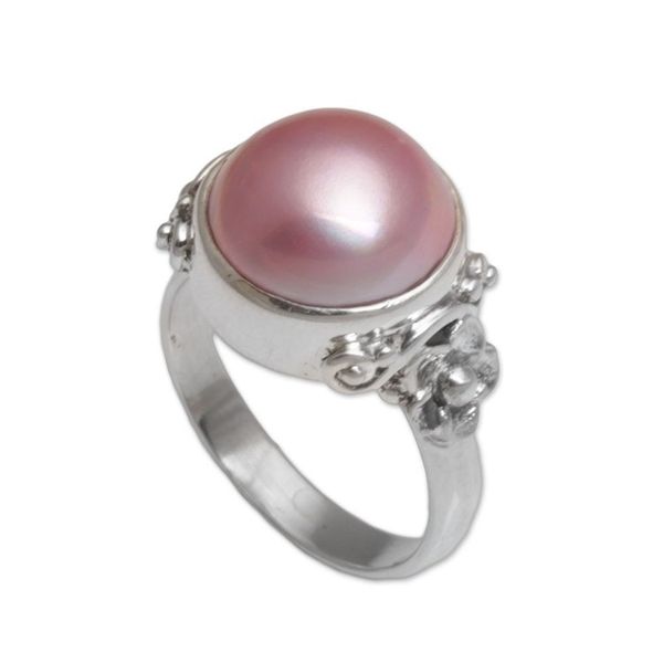 Alternate image for Floral Pink Cultured Pearl Cocktail Ring from Bali Jepun Joy