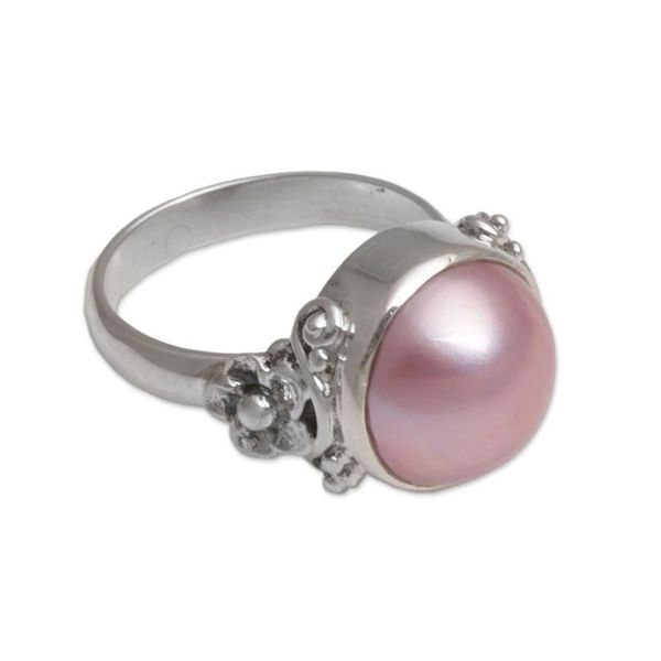 Alternate image for Floral Pink Cultured Pearl Cocktail Ring from Bali Jepun Joy
