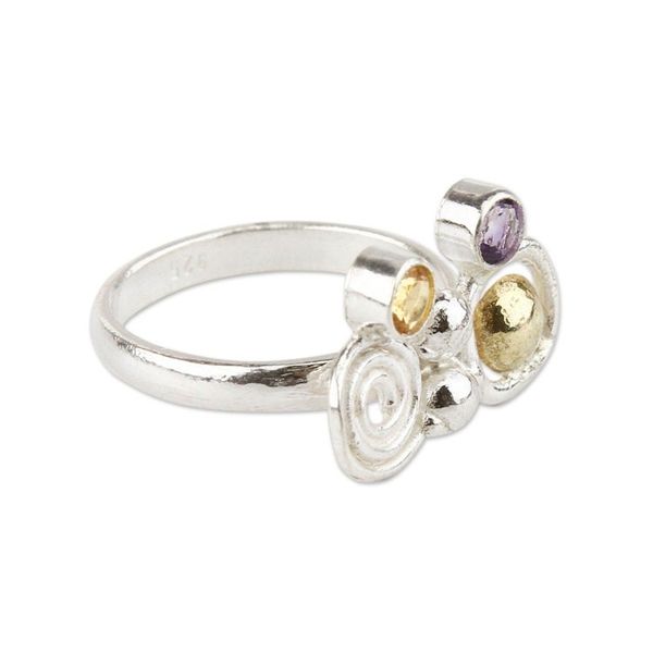 Alternate image for Amethyst and Citrine Silverl Ring with 18k Gold from Peru Intriguing Illusion