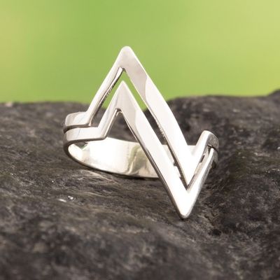 Alternate image for High Polished Geometric Sterling Silver Band Ring from Peru Thunder Marvel