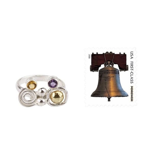 Alternate image for Amethyst and Citrine Silverl Ring with 18k Gold from Peru Intriguing Illusion