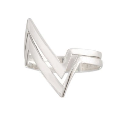 Alternate image for High Polished Geometric Sterling Silver Band Ring from Peru Thunder Marvel