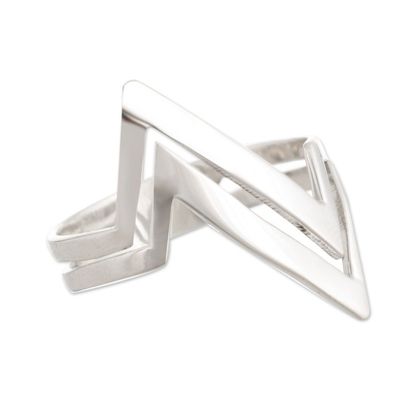 Alternate image for High Polished Geometric Sterling Silver Band Ring from Peru Thunder Marvel