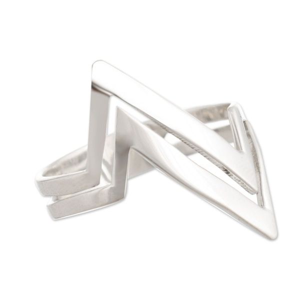 Alternate image for High Polished Geometric Sterling Silver Band Ring from Peru Thunder Marvel