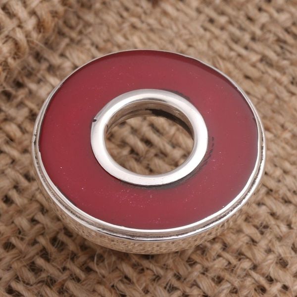Alternate image for Red Resin and Sterling Silver Cocktail Ring In the Round - Red