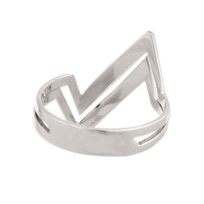 Alternate image for High Polished Geometric Sterling Silver Band Ring from Peru Thunder Marvel