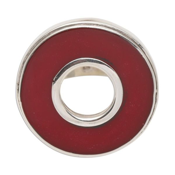 Alternate image for Red Resin and Sterling Silver Cocktail Ring In the Round - Red