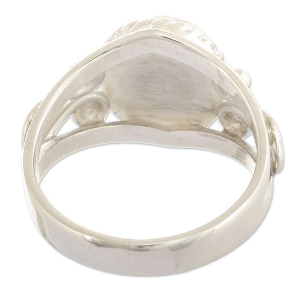 Alternate image for Peru Ornate Silver and Amazonite Single Stone Ring Radiant Elegance