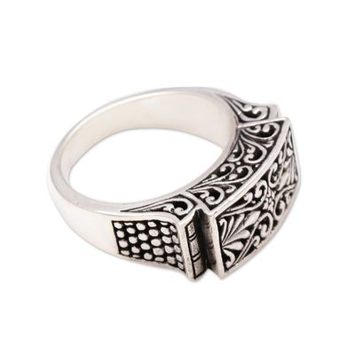 Alternate image for Vine Pattern Sterling Silver Signet Ring Crafted in Bali Extraordinary Vines
