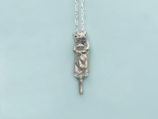 Alternate image for Silver Otter with Baby Necklace