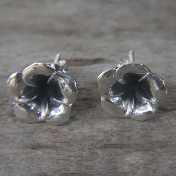Alternate image for Floral Sterling Silver Stud Earrings Silver Allamanda