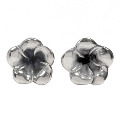 Alternate image for Floral Sterling Silver Stud Earrings Silver Allamanda
