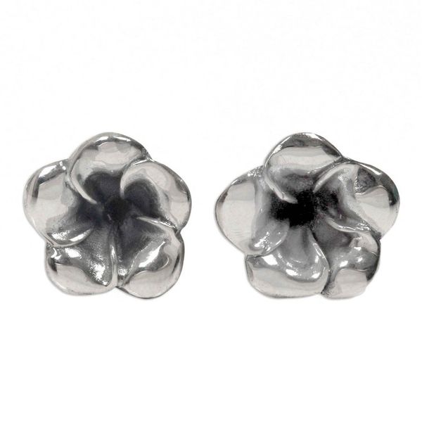 Alternate image for Floral Sterling Silver Stud Earrings Silver Allamanda